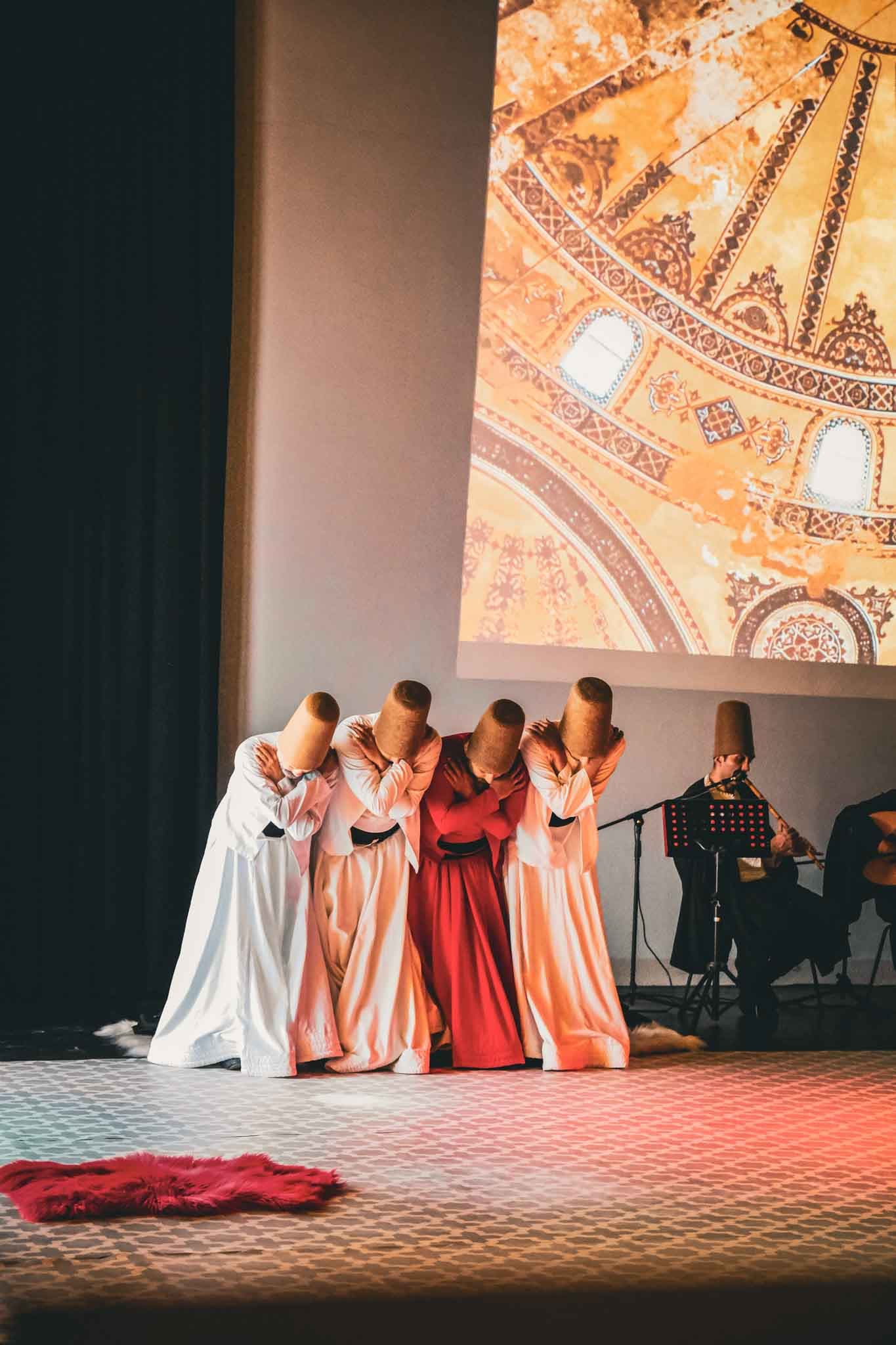 Ayin-i Şerif and Sema - Dervishes performing the four stages of spiritual development during the whirling ceremony Ayin-i Şerif and Sema - Dervishes performing the four stages of spiritual development during the whirling ceremony